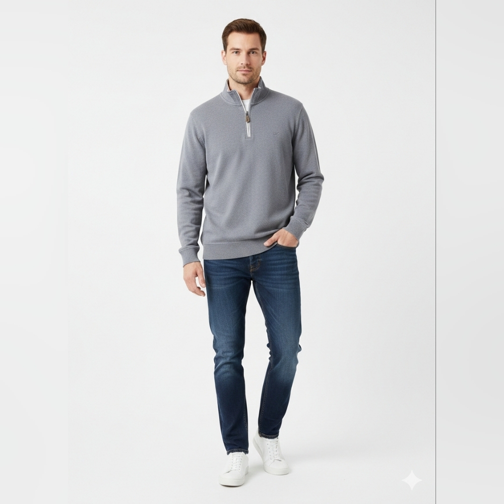 NWT Chaps Men’s 1/4 Zip Pullover Sweater Iron Horse Grey 2XL MSRP $55